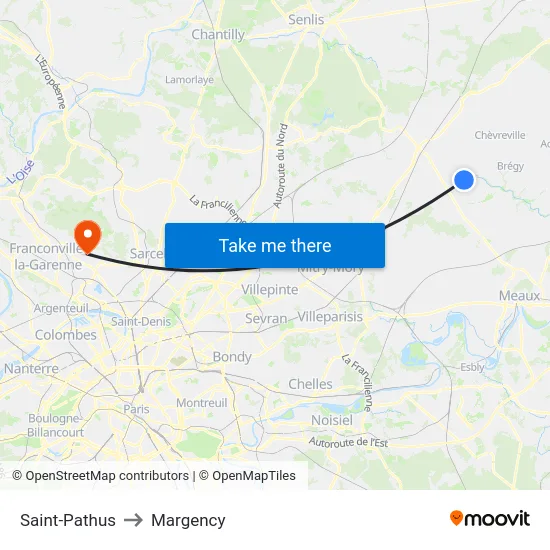 Saint-Pathus to Margency map