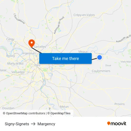 Signy-Signets to Margency map