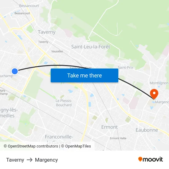 Taverny to Margency map