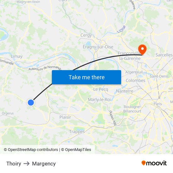 Thoiry to Margency map