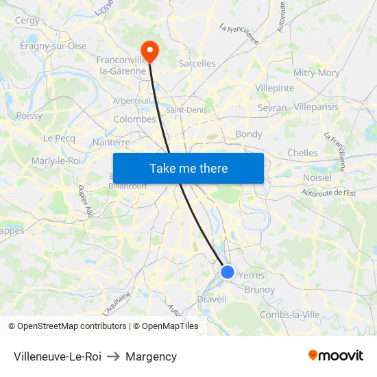 Villeneuve-Le-Roi to Margency map