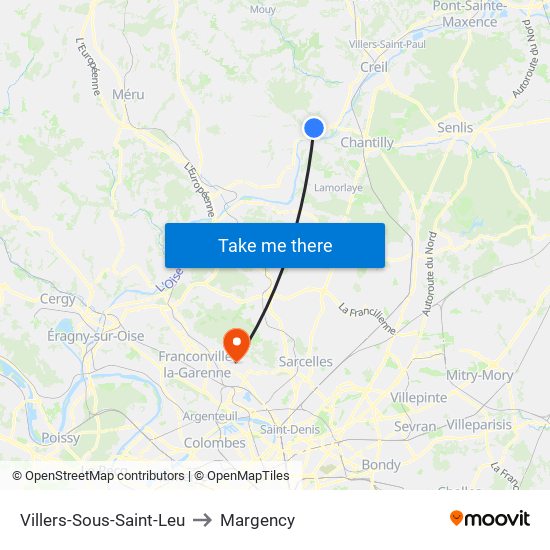 Villers-Sous-Saint-Leu to Margency map