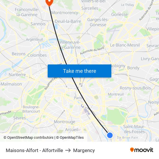 Maisons-Alfort - Alfortville to Margency map