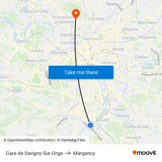 Gare de Savigny-Sur-Orge to Margency map