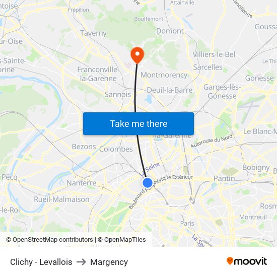 Clichy - Levallois to Margency map