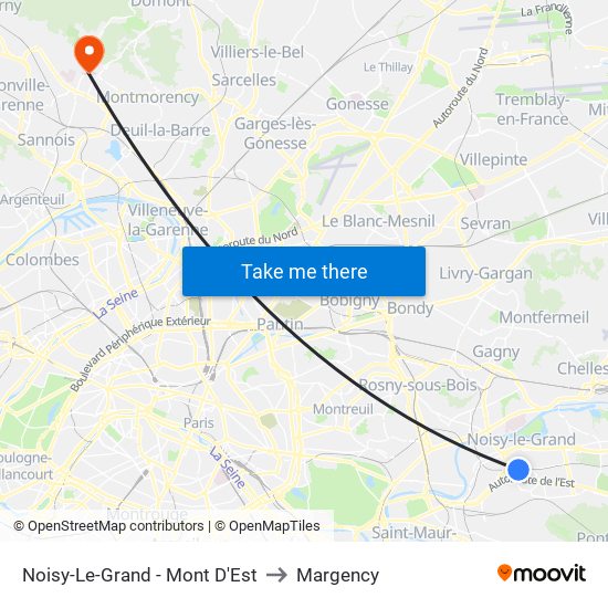Noisy-Le-Grand - Mont D'Est to Margency map