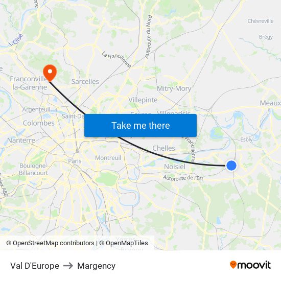 Val D'Europe to Margency map