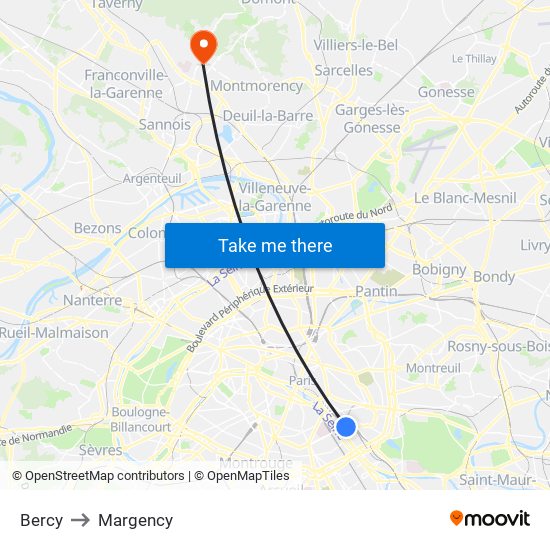 Bercy to Margency map
