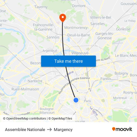 Assemblée Nationale to Margency map