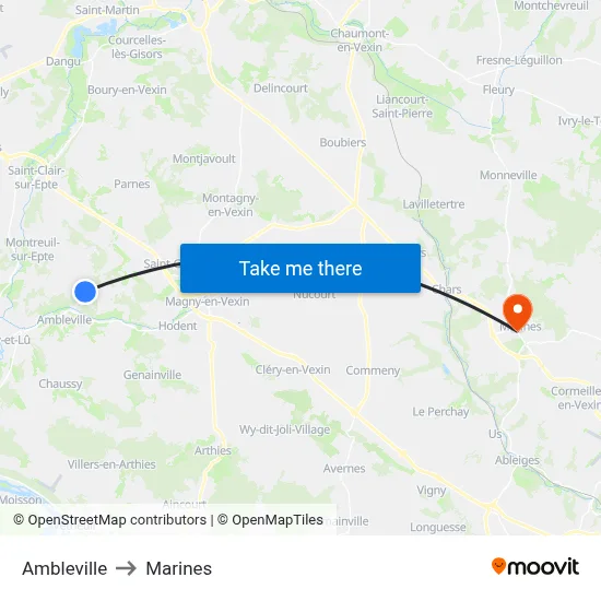 Ambleville to Marines map