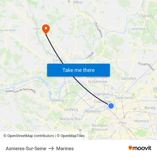 Asnieres-Sur-Seine to Marines map