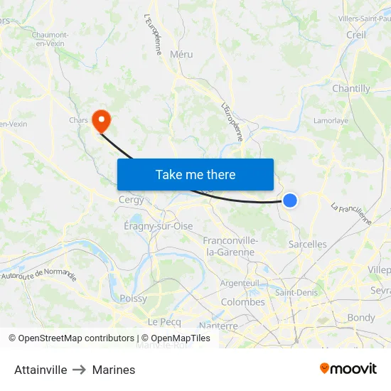 Attainville to Marines map