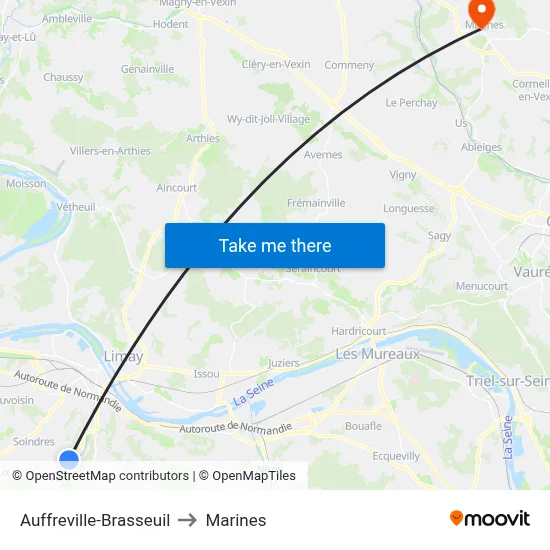 Auffreville-Brasseuil to Marines map