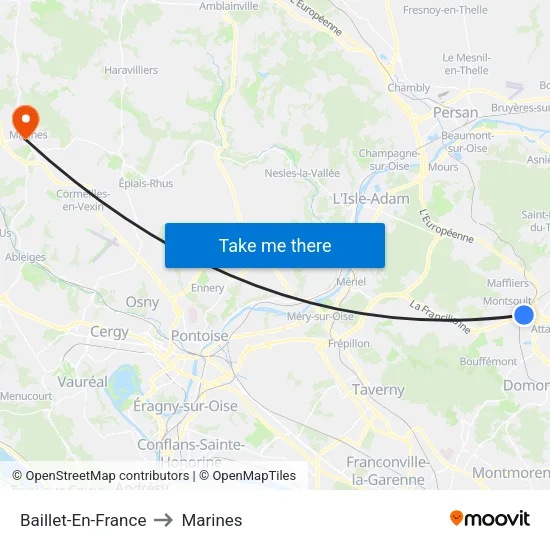 Baillet-En-France to Marines map