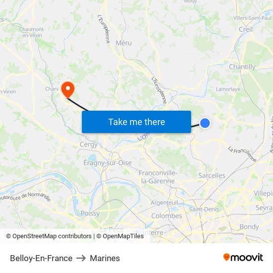 Belloy-En-France to Marines map