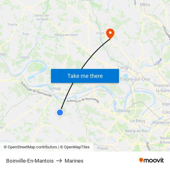 Boinville-En-Mantois to Marines map