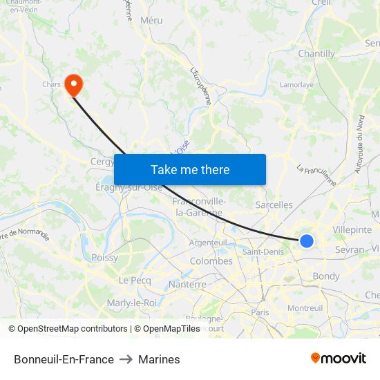 Bonneuil-En-France to Marines map