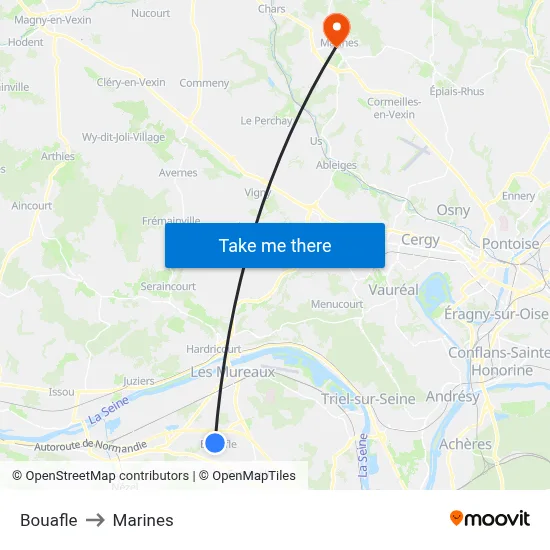 Bouafle to Marines map