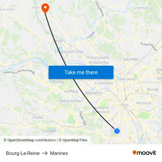 Bourg-La-Reine to Marines map