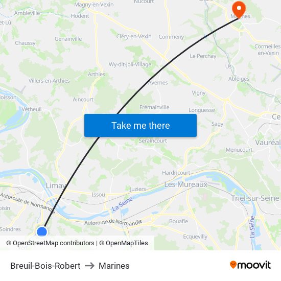 Breuil-Bois-Robert to Marines map
