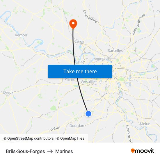 Briis-Sous-Forges to Marines map