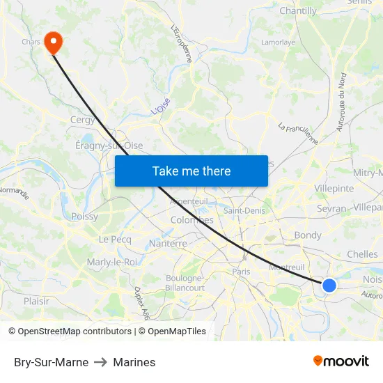 Bry-Sur-Marne to Marines map