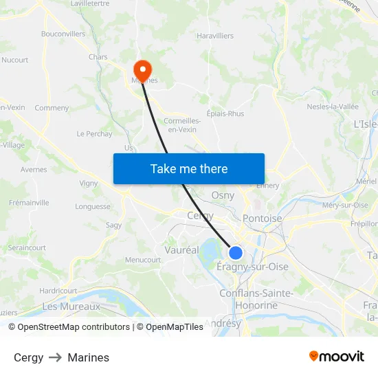 Cergy to Marines map