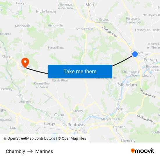 Chambly to Marines map