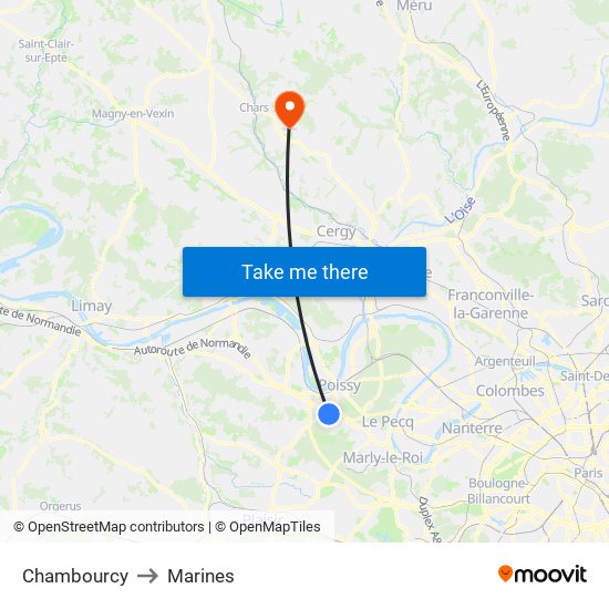 Chambourcy to Marines map