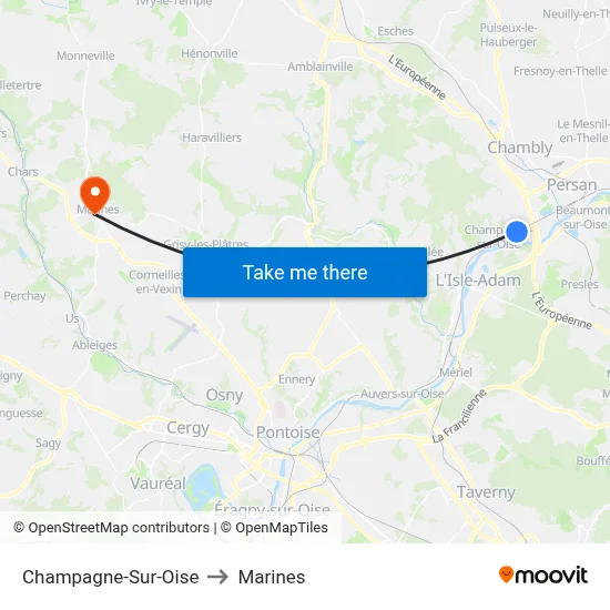 Champagne-Sur-Oise to Marines map