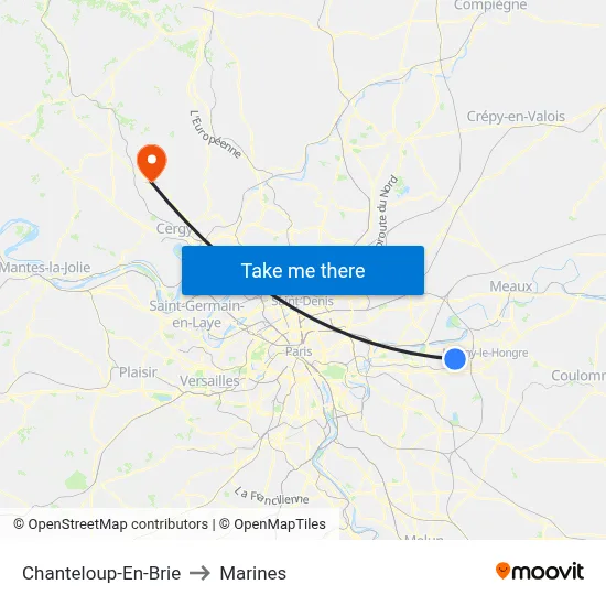 Chanteloup-En-Brie to Marines map