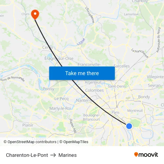 Charenton-Le-Pont to Marines map