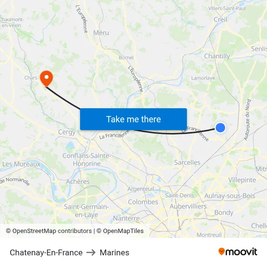 Chatenay-En-France to Marines map