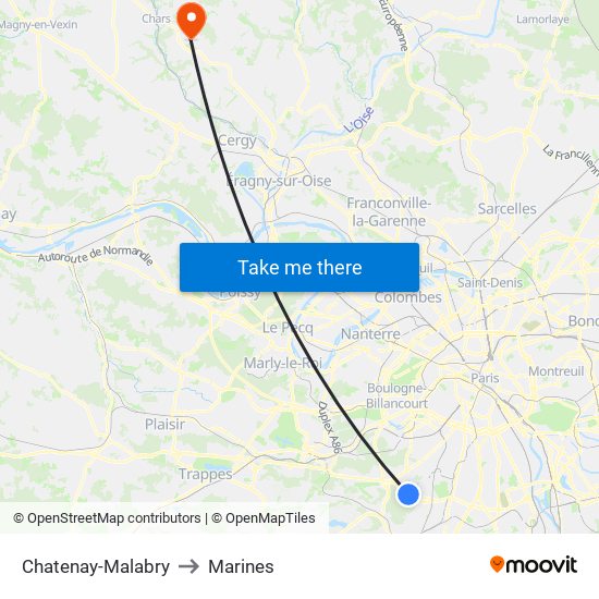Chatenay-Malabry to Marines map