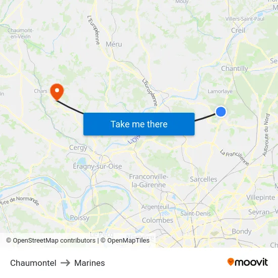 Chaumontel to Marines map