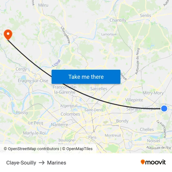 Claye-Souilly to Marines map
