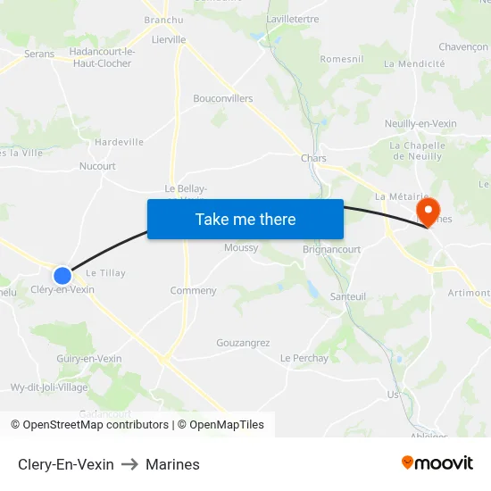 Clery-En-Vexin to Marines map