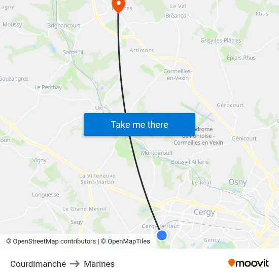 Courdimanche to Marines map