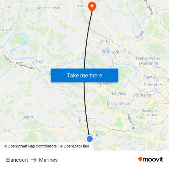 Elancourt to Marines map