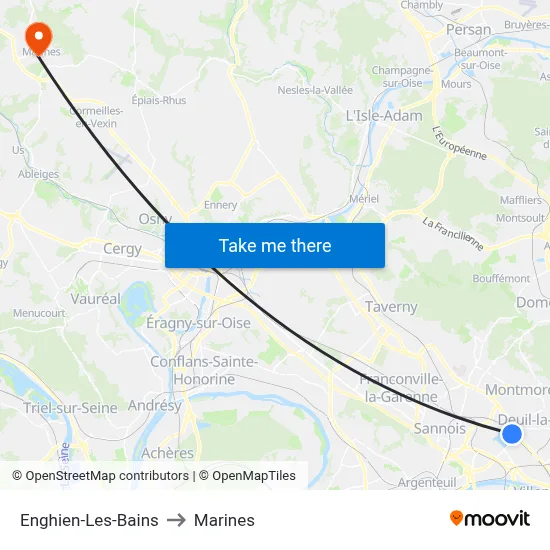 Enghien-Les-Bains to Marines map