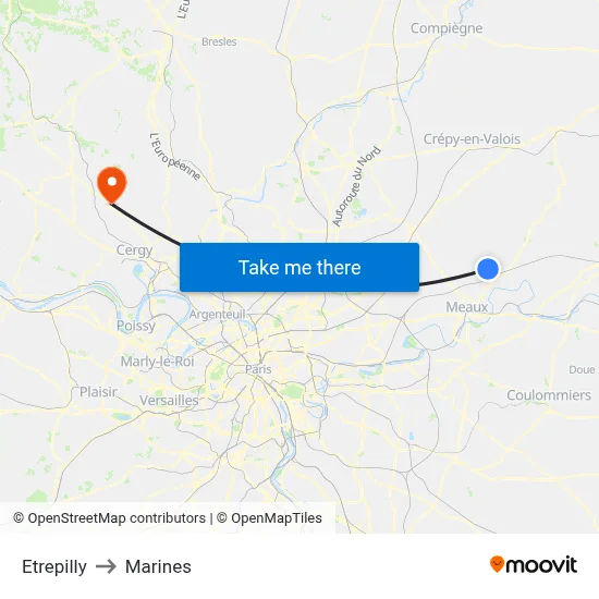 Etrepilly to Marines map