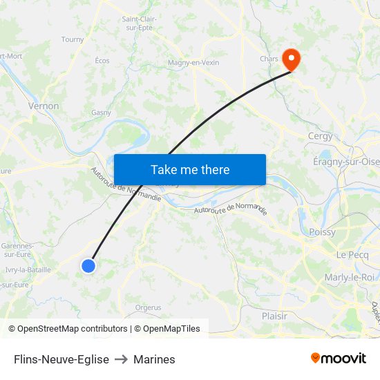 Flins-Neuve-Eglise to Marines map