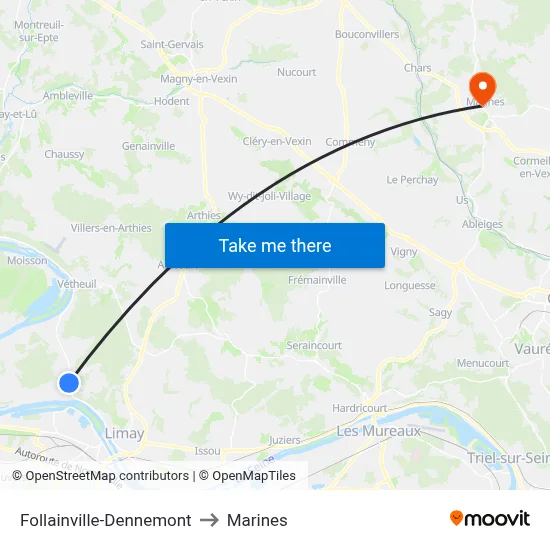 Follainville-Dennemont to Marines map