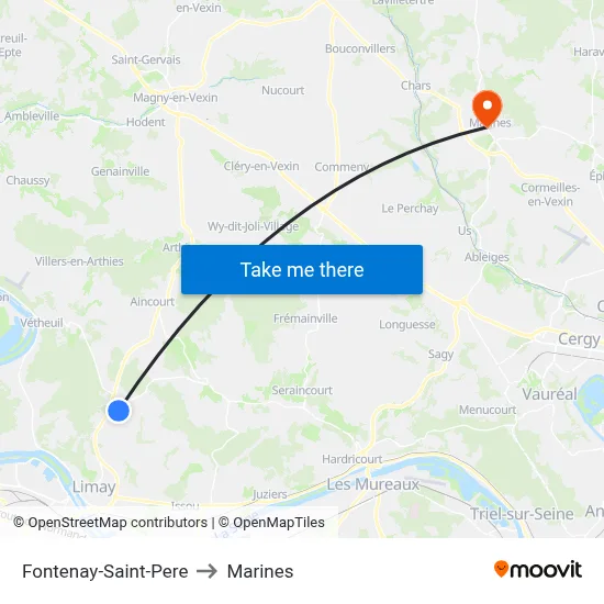 Fontenay-Saint-Pere to Marines map