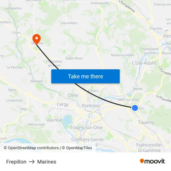 Frepillon to Marines map