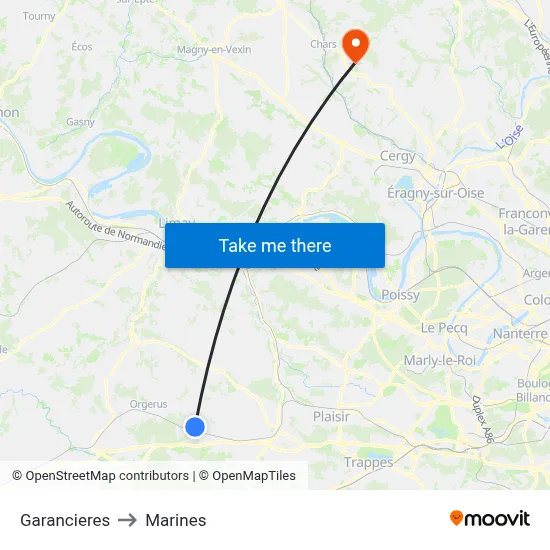 Garancieres to Marines map