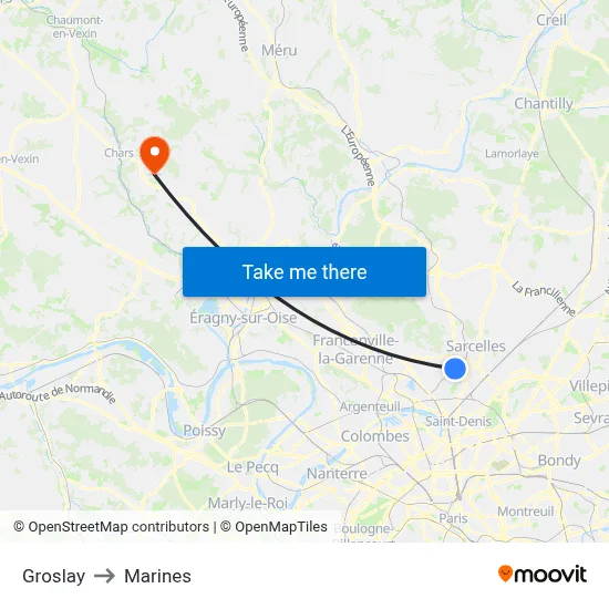 Groslay to Marines map