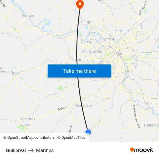 Guillerval to Marines map