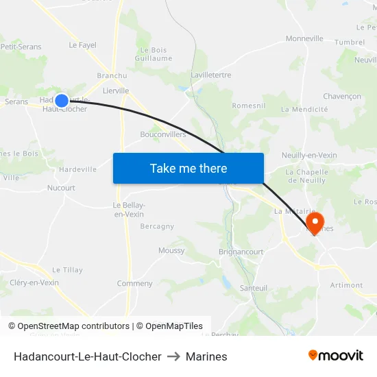 Hadancourt-Le-Haut-Clocher to Marines map