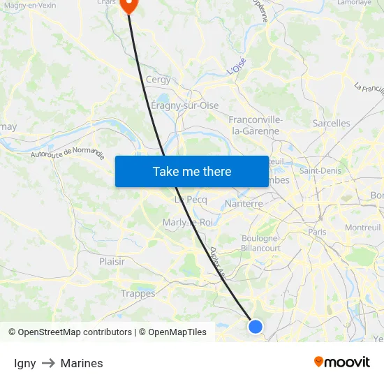 Igny to Marines map